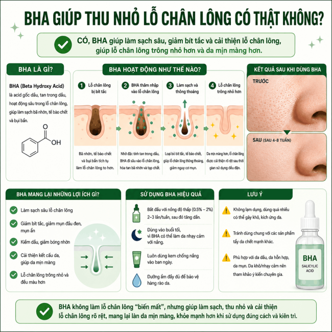 BHA Giúp Thu Nhỏ Lỗ Chân Lông Có Thật Không