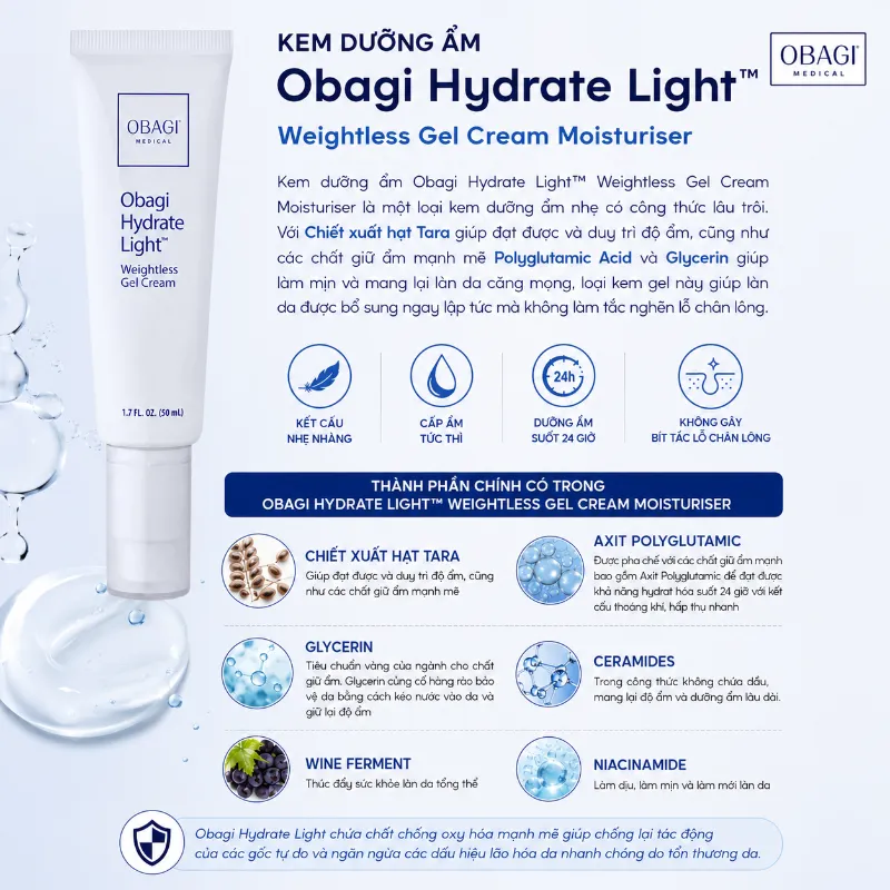 Kem dưỡng ẩm dịu nhẹ Obagi Hydrate Light™ Gel Cream