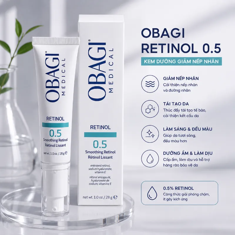 Kem dưỡng ẩm giảm nếp nhăn Obagi Retinol 0.5 28g
