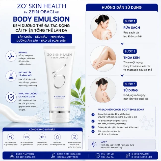 Kem dưỡng thể đa tác động cải thiện tổng thể làn da ZO Skin Health Body Emulsion