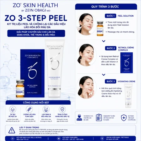 Kit trị liệu peel và chống lại các dấu hiệu lão hóa đổi màu da ZO Skin Health Zo 3-Step Peel