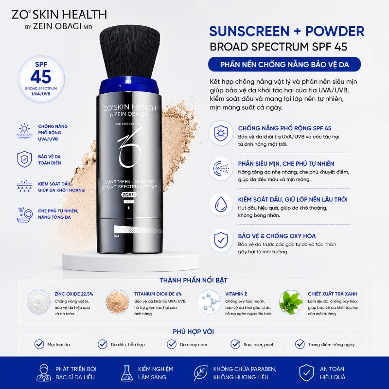 Phấn nền chống nắng bảo vệ da ZO Skin Health Sunscreen+ Powder Broad Spectrum