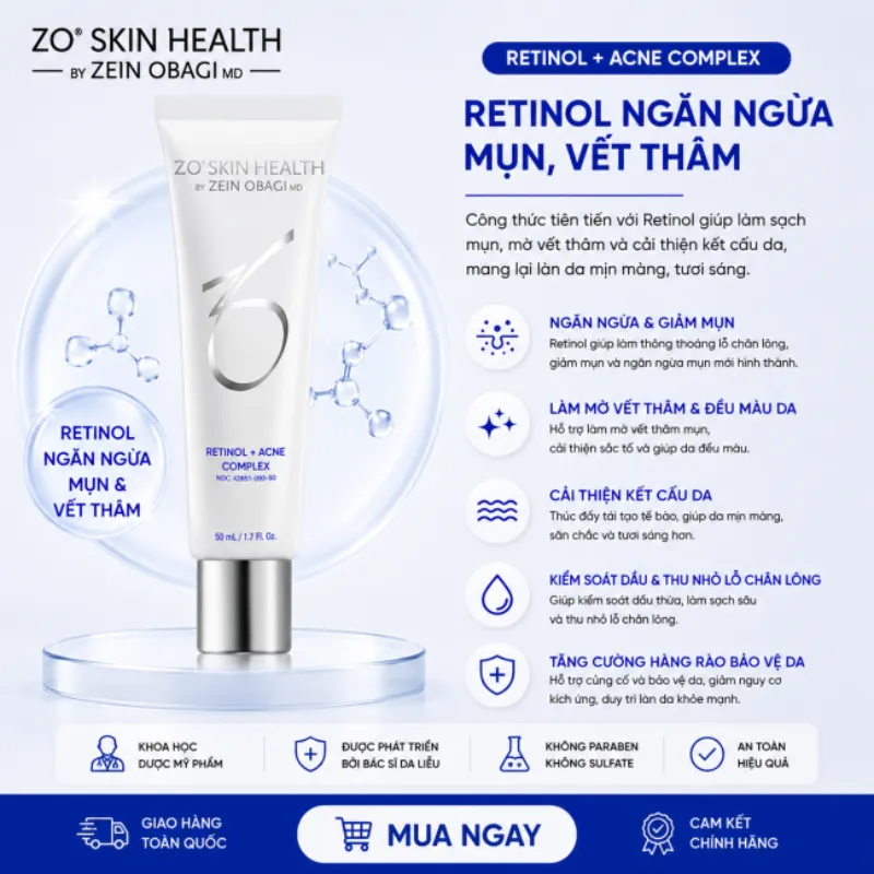 Retinol ngăn ngừa mụn, vết thâm ZO Skin Health Retinol+ Acne Complex
