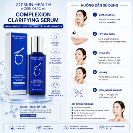 Serum giảm dầu thừa tình trạng tắc nghẽn mẩn đỏ da ZO Skin Health Complexion Clarifying Serum