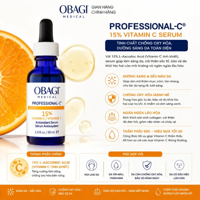 Serum giúp sáng da Vitamin C Obagi Professional-C 15% 30ml