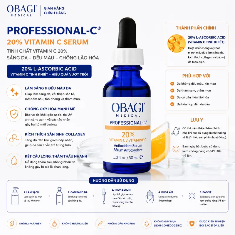 Serum giúp sáng da Vitamin C Obagi Professional-C 20% 30ml