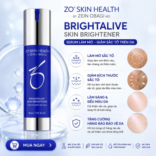 Serum làm mờ giảm kích thước sắc tố trên da ZO Skin Health Brightalive Skin Brightener
