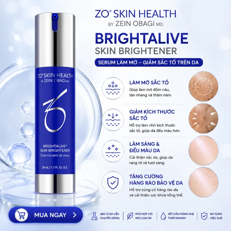 Serum làm mờ giảm kích thước sắc tố trên da ZO Skin Health Brightalive Skin Brightener