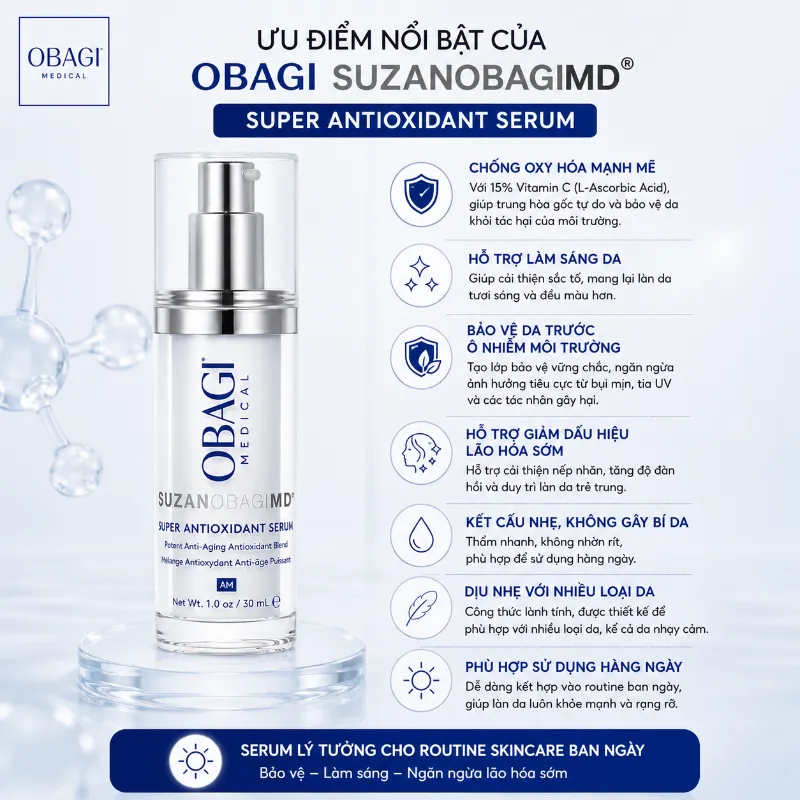Tinh chất dưỡng bảo vệ sáng da Obagi Suzanobagimd® Super Antioxidant