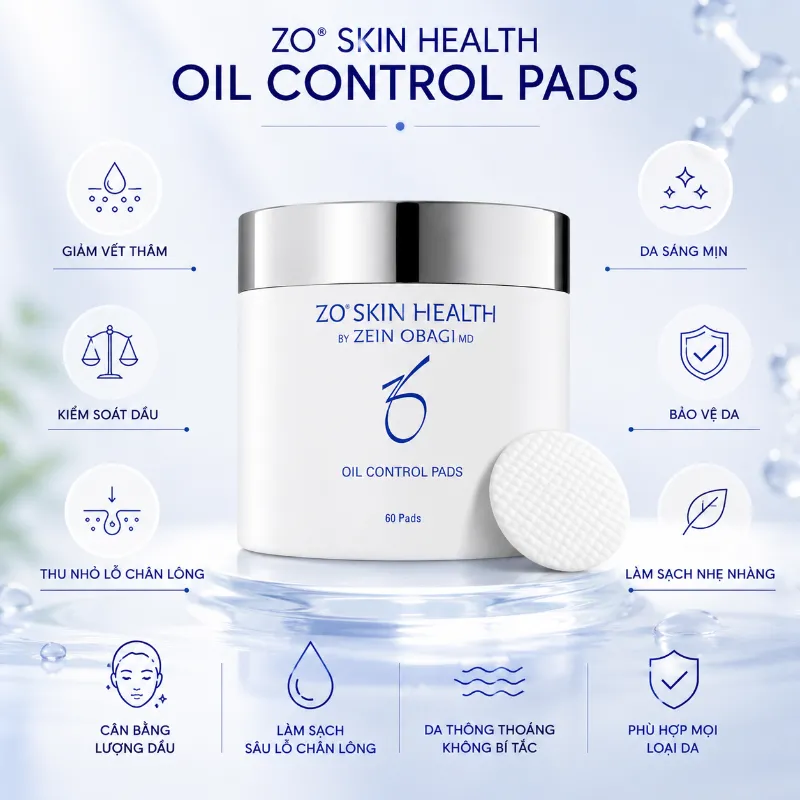 Toner giảm vết thâm, cân bằng lượng dầu thu nhỏ lỗ chân lông ZO Skin Health Oil Control Pads
