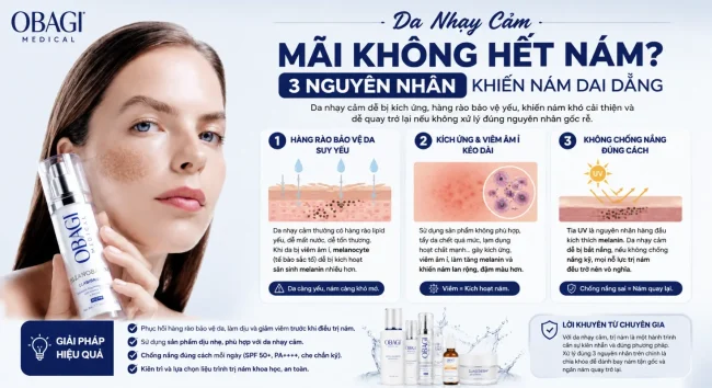 Da Nhạy Cảm Mãi Không Hết Nám