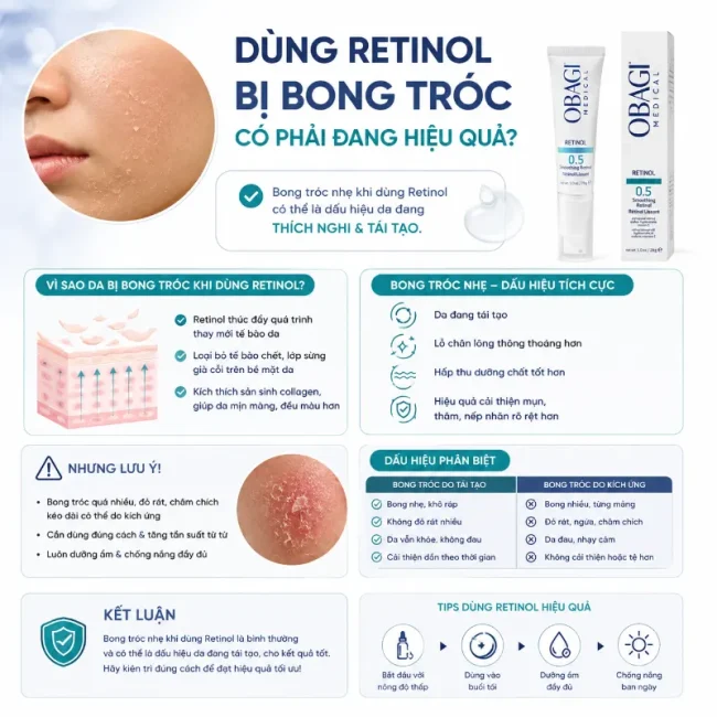 Dùng Retinol Bị Bong Tróc Có Phải Đang Hiệu Quả